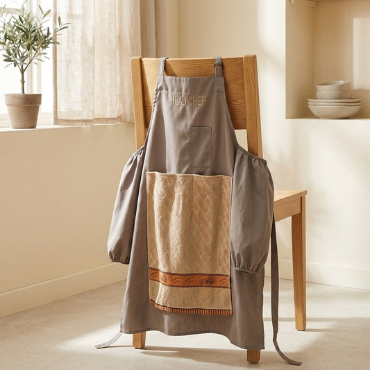 Sleevecover™ Polyester Apron With Sleeves in a calm home setting