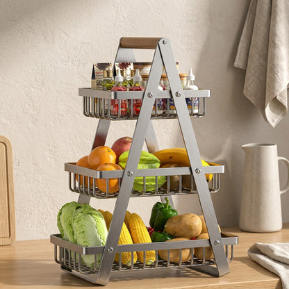 Fruitforge™ Wrought Iron Fruit Basket Rack, styled close view