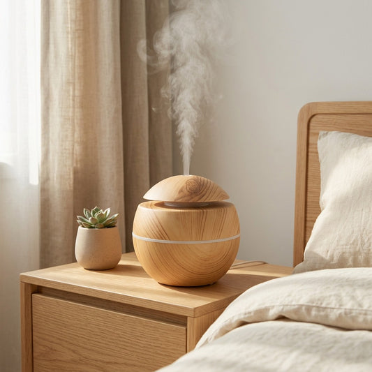 Mushroomdew™ Ultrasonic Mushroom Vase Humidifier in a calm home setting