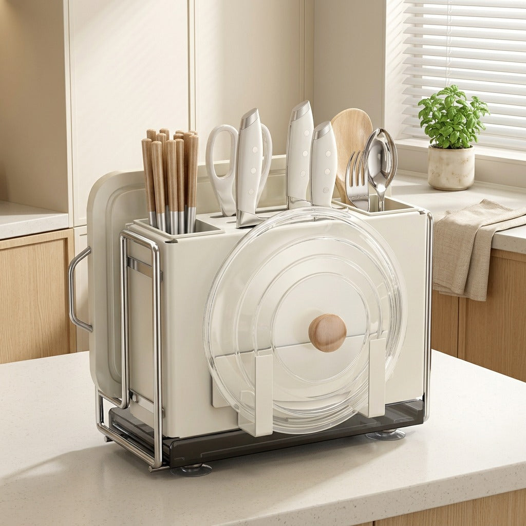 Knifehold™ Carbon Steel Kitchen Knife Rack in a calm home setting