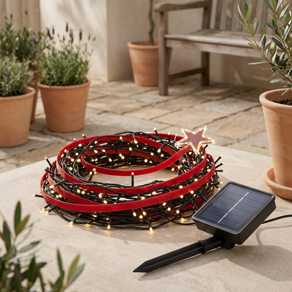 Stringgleam™ Solar Outdoor String Lights, styled close view