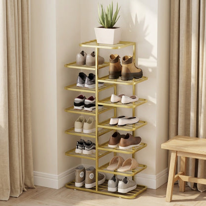 Shoestep™ Metal Staggered Shoe Rack in a calm home setting