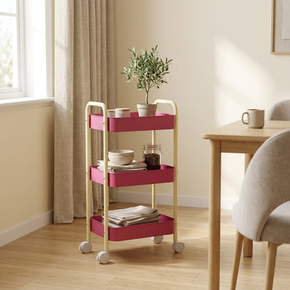 Layerforge™ Carbon Steel 4-Layer Storage Rack in a calm home setting