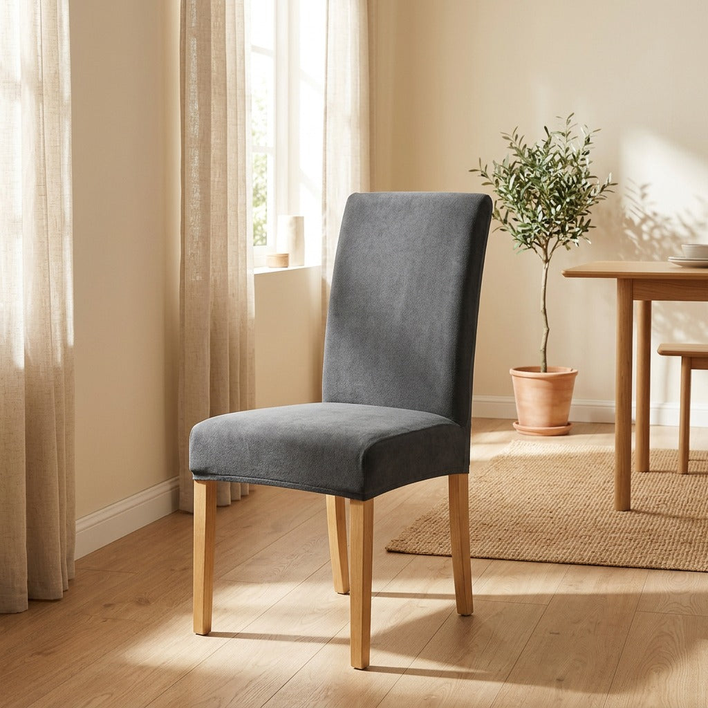 Chairveil™ Polyester Dining Chair Cover in a calm home setting