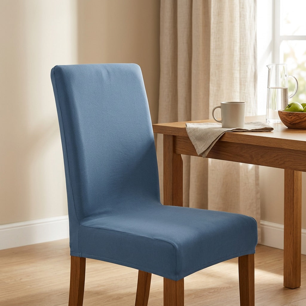 Chairveil™ Polyester Dining Chair Cover, styled close view