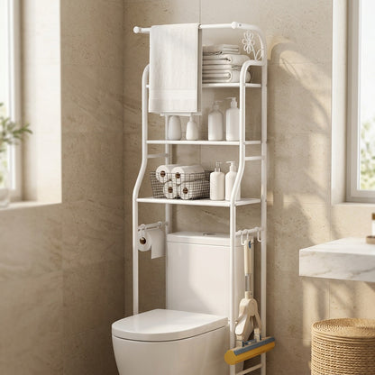 Bathrack™ Floor-Standing Toilet Storage Rack, styled close view