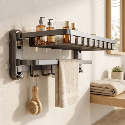 Suctionrail™ Steel Suction Cup Towel Rack in a calm home setting