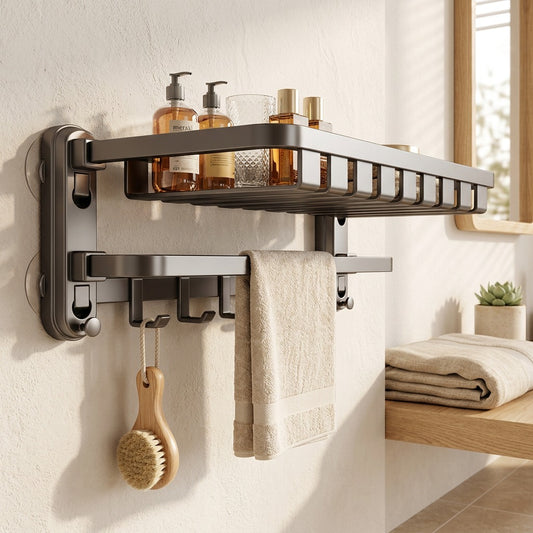 Suctionrail™ Steel Suction Cup Towel Rack in a calm home setting