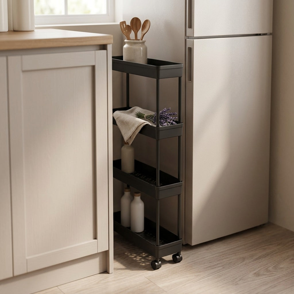 Stackrise™ Plastic Multi-Layer Storage Rack, styled close view
