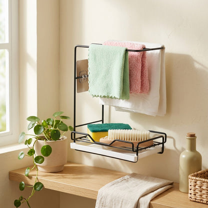 Pantryrise™ Carbon Steel Kitchen Storage Rack in a calm home setting