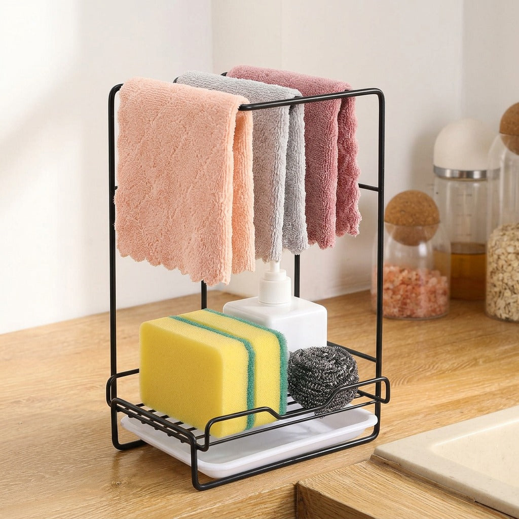 Pantryrise™ Carbon Steel Kitchen Storage Rack, styled close view