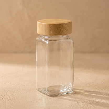 Bambooseal™ Glass Spice Jar With Bamboo Lid, material and detail close-up