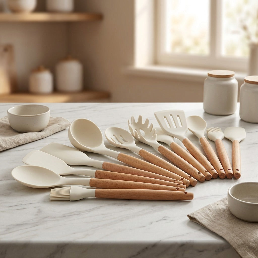 Softserve™ Silicone Spatula and Spoon Set, styled close view
