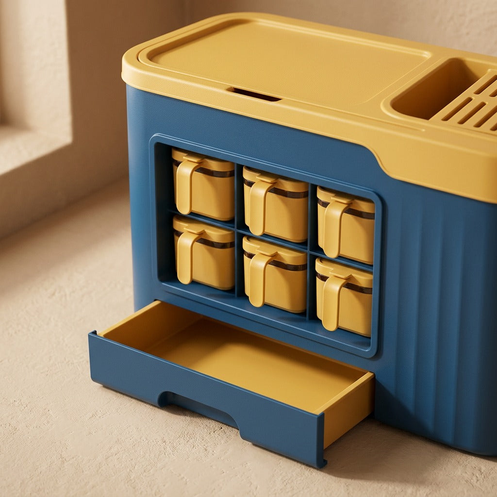 Spiceledge™ Plastic Seasoning Storage Rack, material and detail close-up