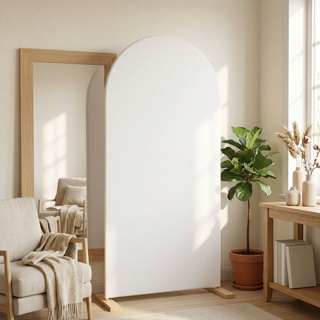 Archdrape™ Cloth Arch Background Cover in a calm home setting