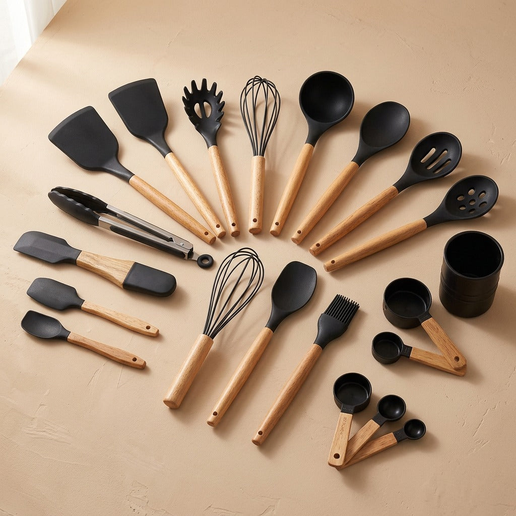 Softflip™ 19-Piece Silicone Spatula Set, material and detail close-up