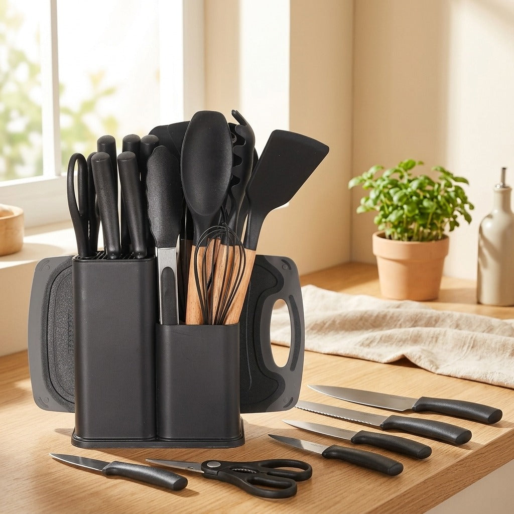 Softflip™ 19-Piece Silicone Spatula Set in a calm home setting