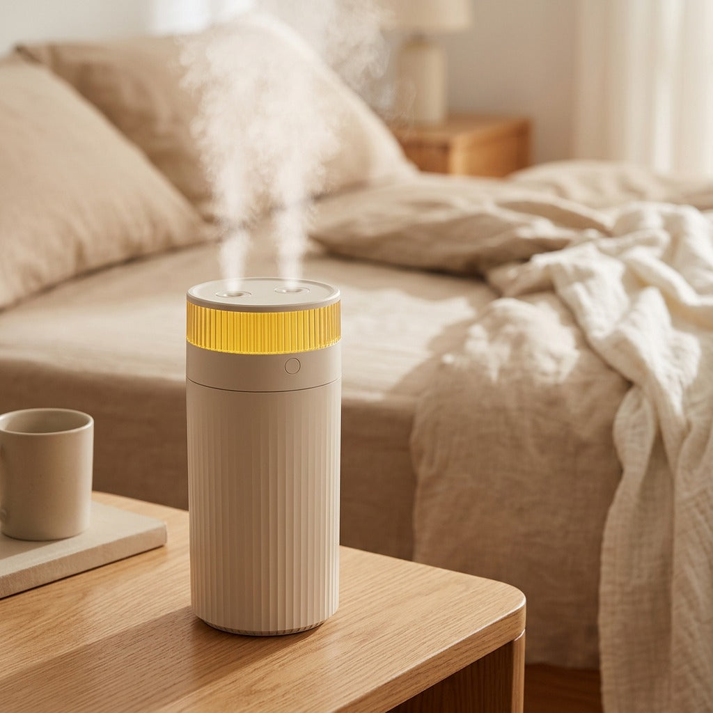 Nightmist™ USB Desktop Humidifier With Night Light, styled close view