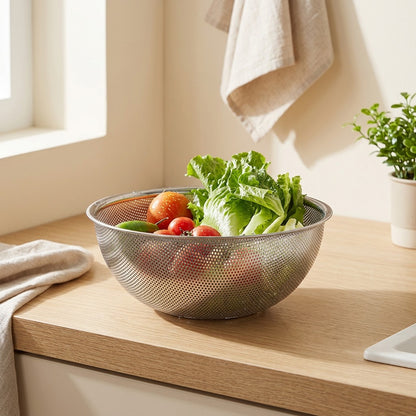 Rinswell™ Stainless Steel Vegetable Washing Basket in a calm home setting