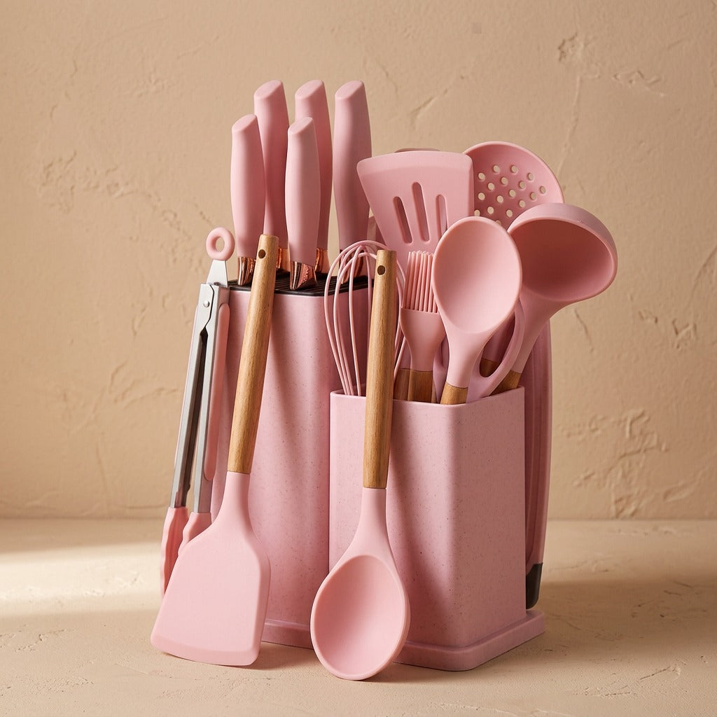 Utensilo™ 19-Piece Silicone Kitchen Utensil Set, material and detail close-up