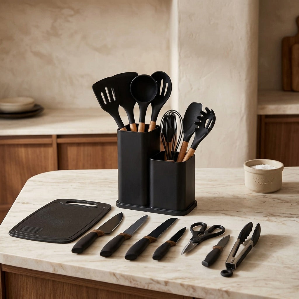 Utensilo™ 19-Piece Silicone Kitchen Utensil Set, styled close view