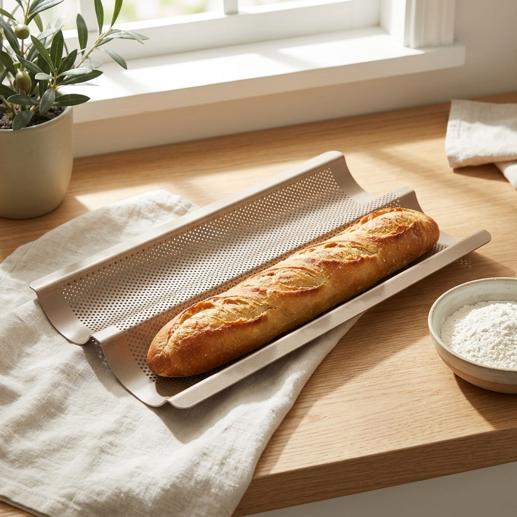Crustline™ Non-Stick Baguette Baking Tray in a calm home setting