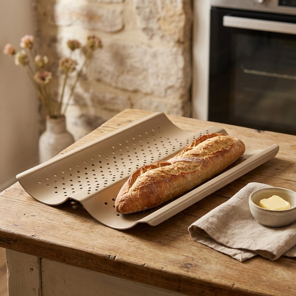 Crustline™ Non-Stick Baguette Baking Tray, styled close view