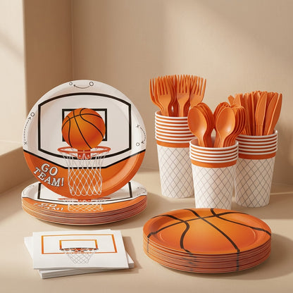 Hoopcheer™ Basketball Party Paper Plates And Tableware