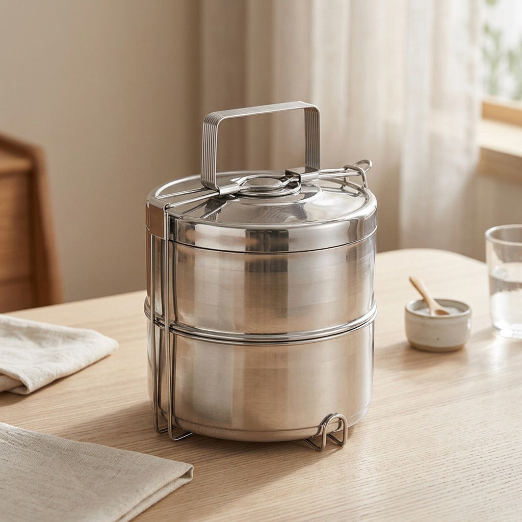 Vaultbite™ 410 Stainless Steel Lunch Box, styled close view