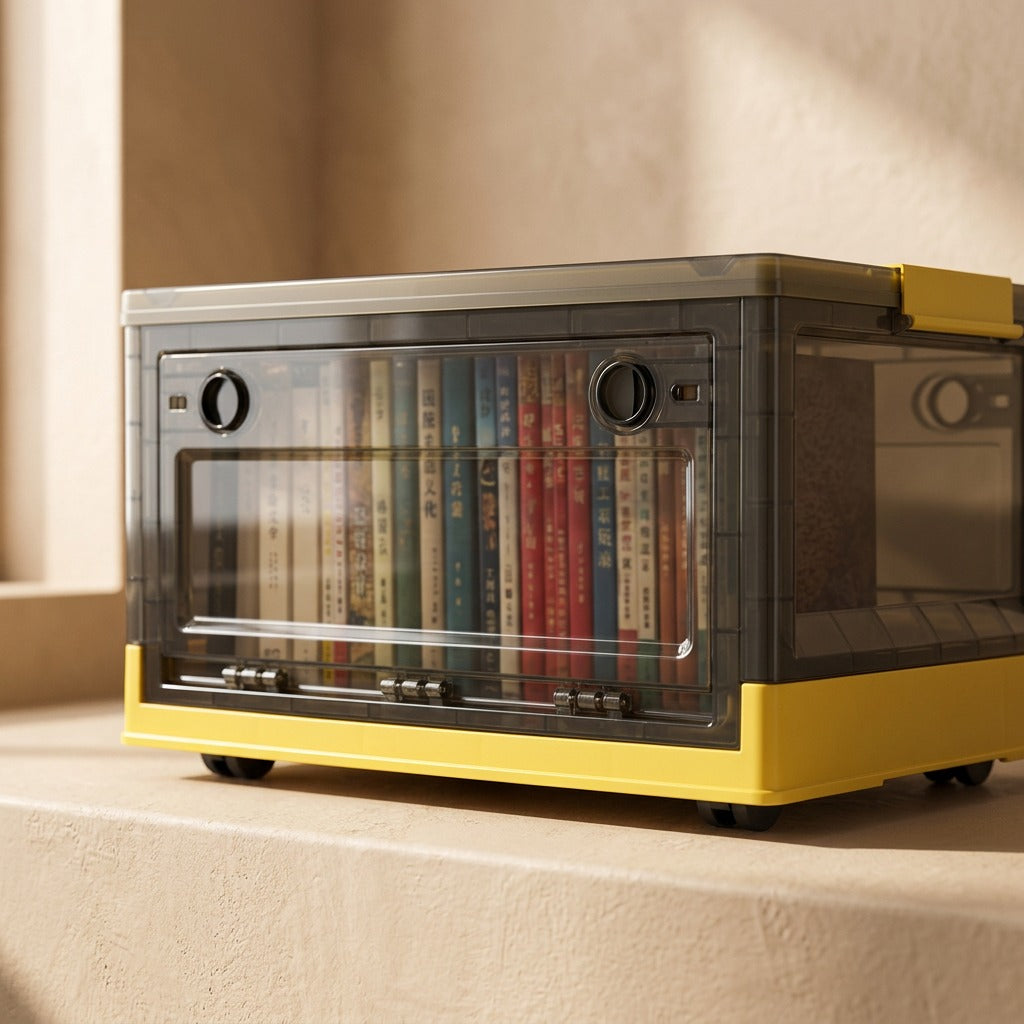 Rollbox™ Plastic Book Storage Box With Wheels, material and detail close-up