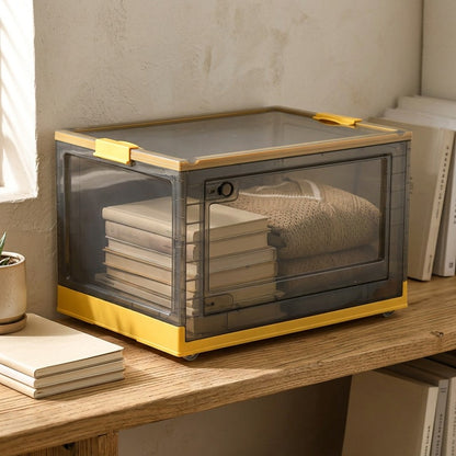 Rollbox™ Plastic Book Storage Box With Wheels, styled close view