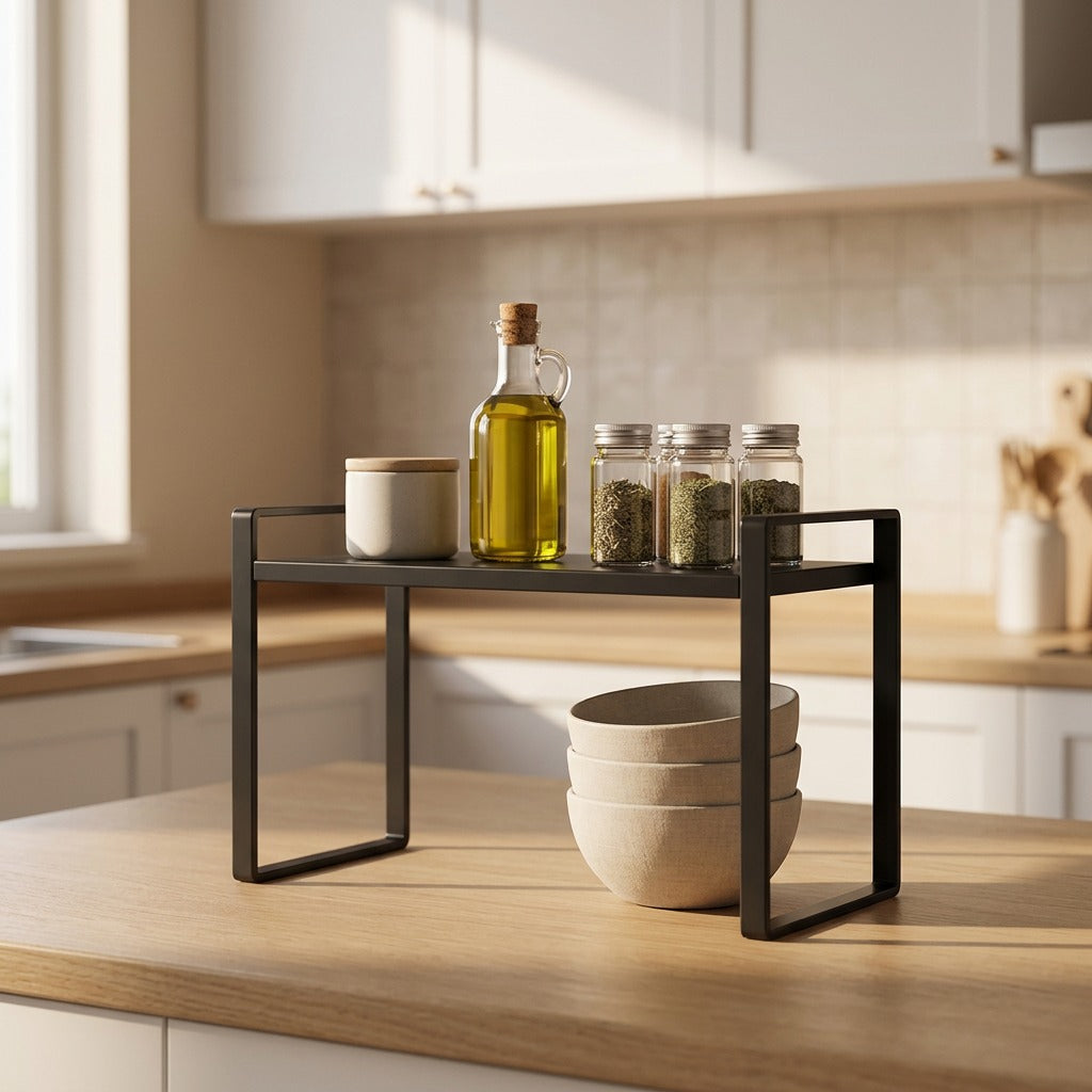 Spicerail™ Carbon Steel Seasoning Rack, styled close view