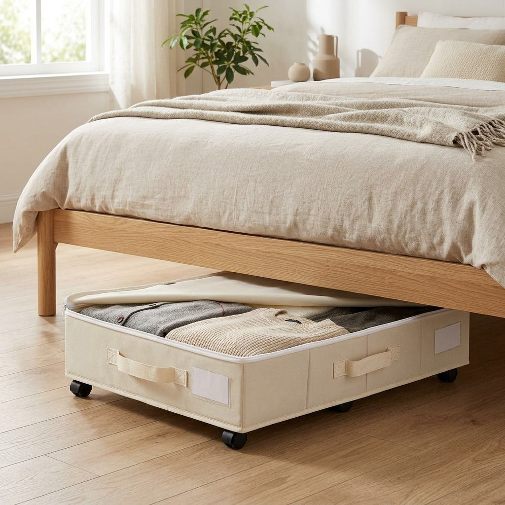 Bedstow™ Oxford Cloth Under-Bed Storage Box in a calm home setting