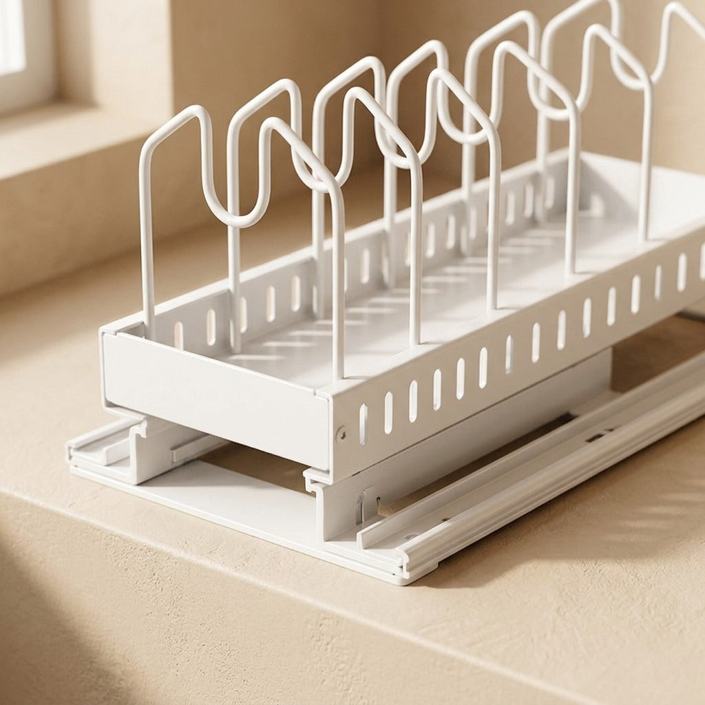 Potglide™ Carbon Steel Pull-Out Pot Rack, material and detail close-up