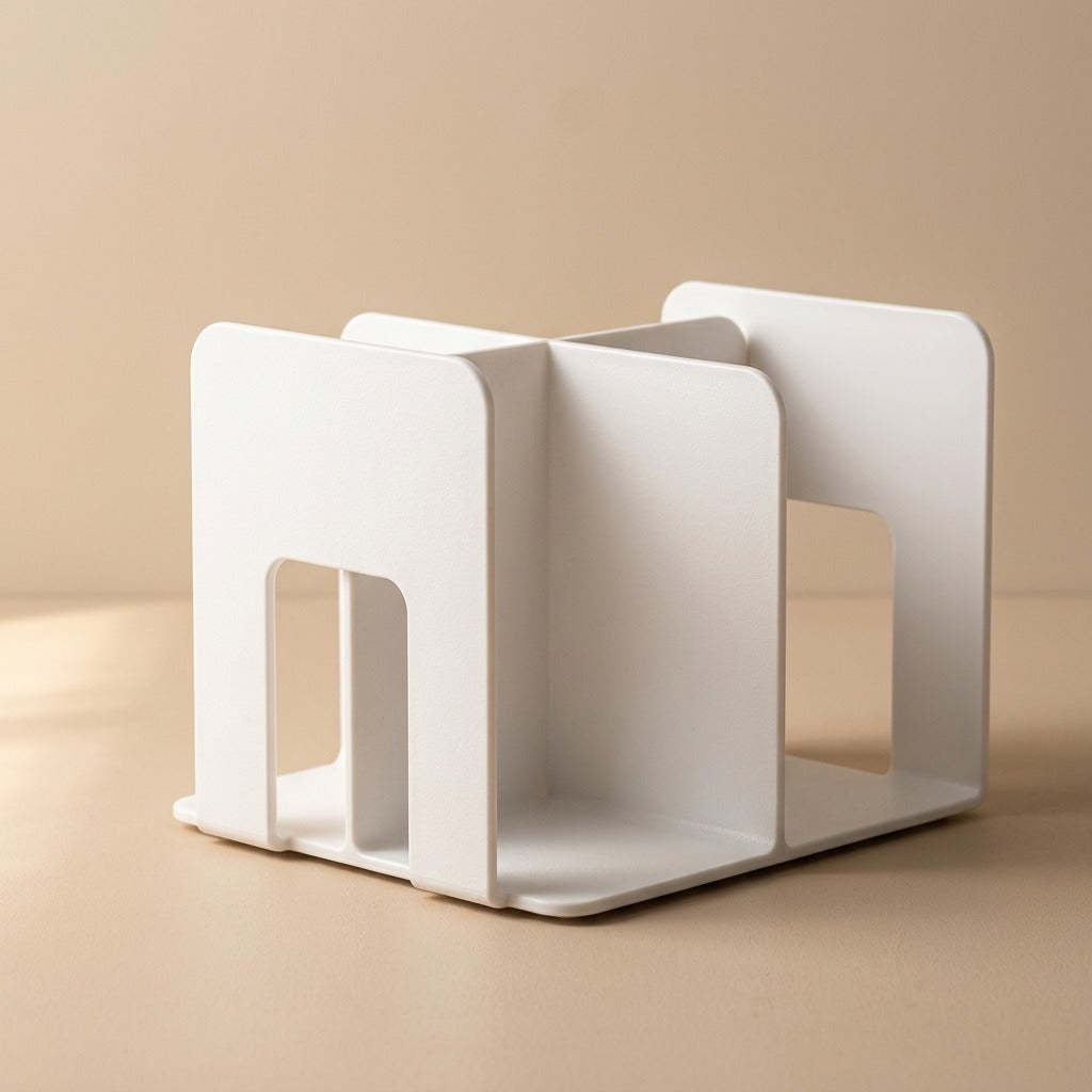 Quadpage™ Four-Section Plastic Book Stand, material and detail close-up
