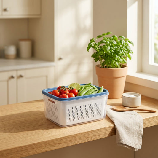 Foodkeep™ Plastic Rectangle Food Storage Box in a calm home setting