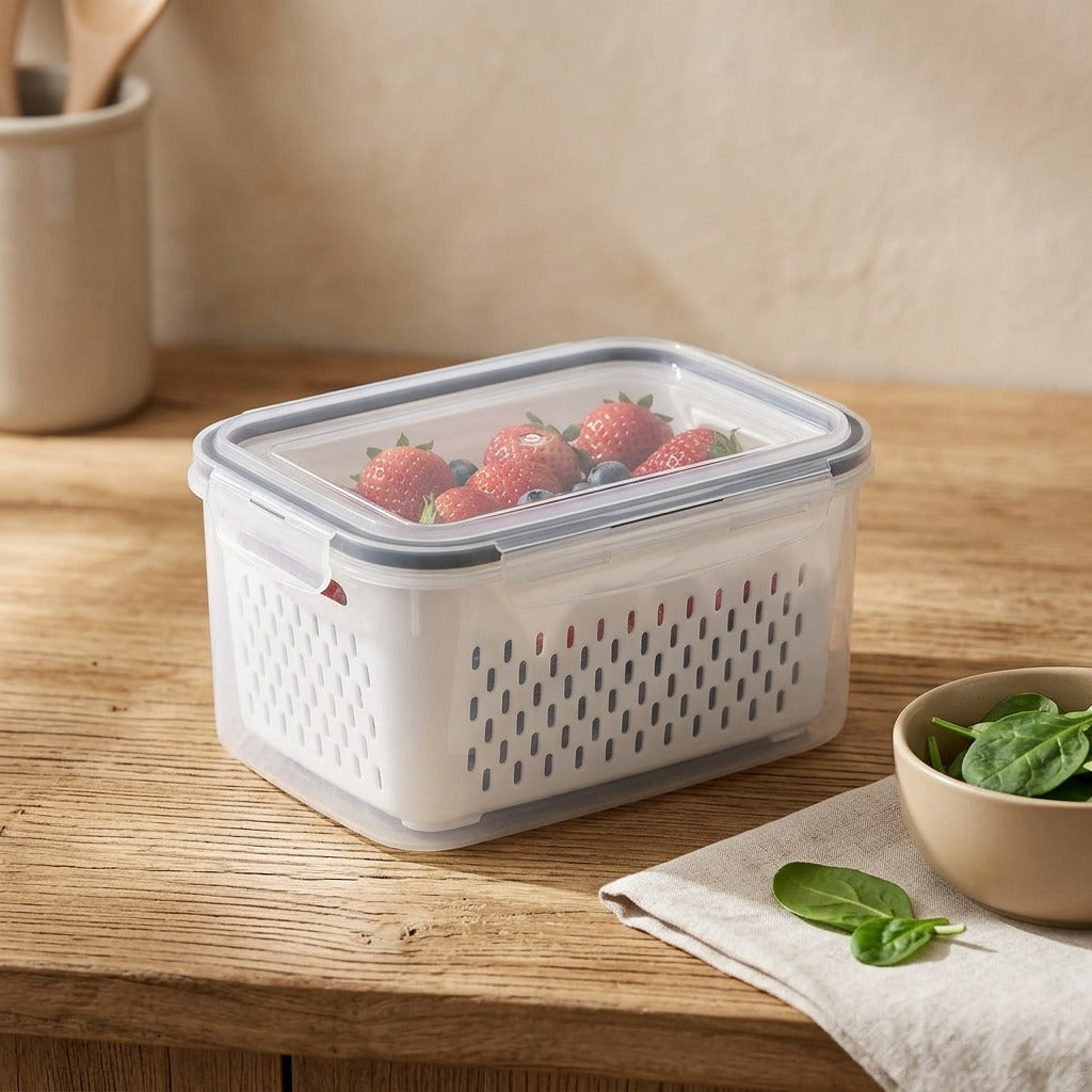 Foodkeep™ Plastic Rectangle Food Storage Box, styled close view