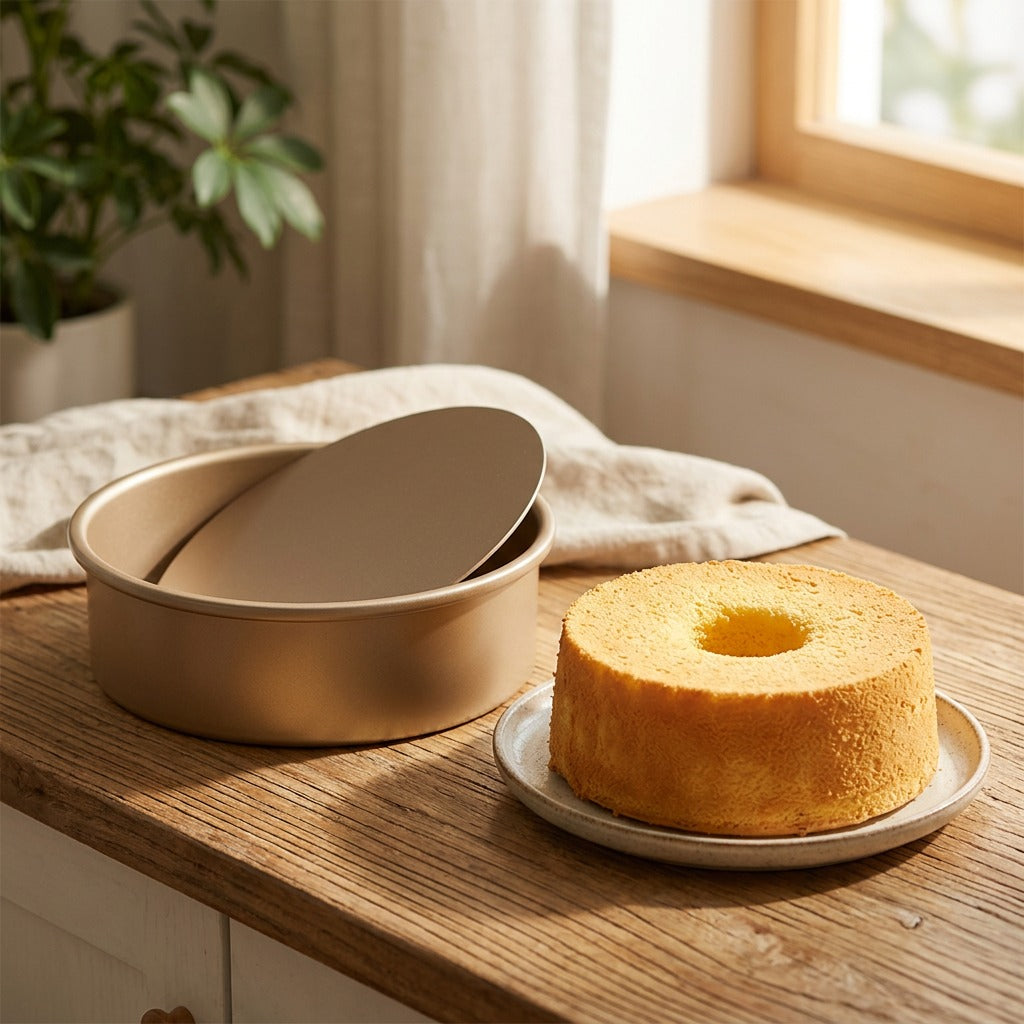 Bakecurve™ Round Carbon Steel Cake Mold, styled close view