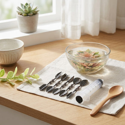 Jellycraft™ Stainless Steel Jelly Art Baking Tools in a calm home setting