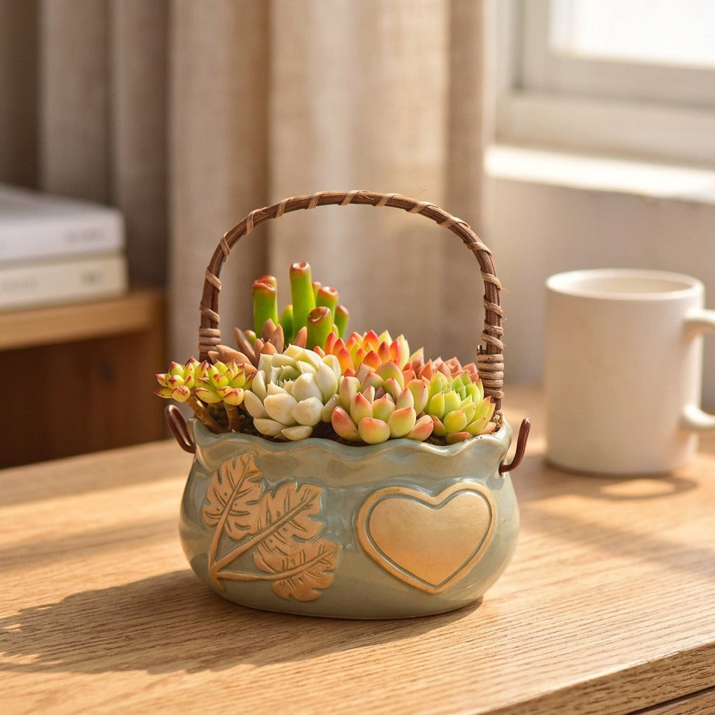 Claybloom™ Ceramic Flower Pot, styled close view