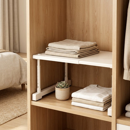 Cubbysplit™ Adjustable Cabinet Storage Divider in a calm home setting