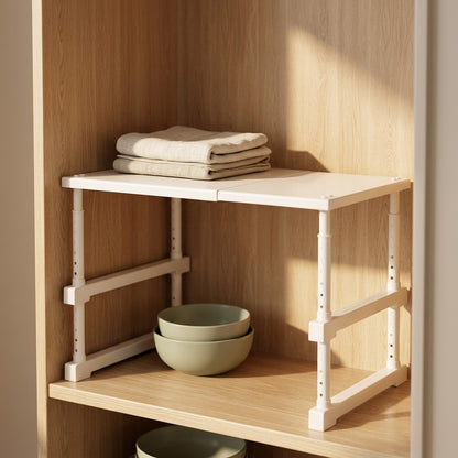 Cubbysplit™ Adjustable Cabinet Storage Divider, styled close view