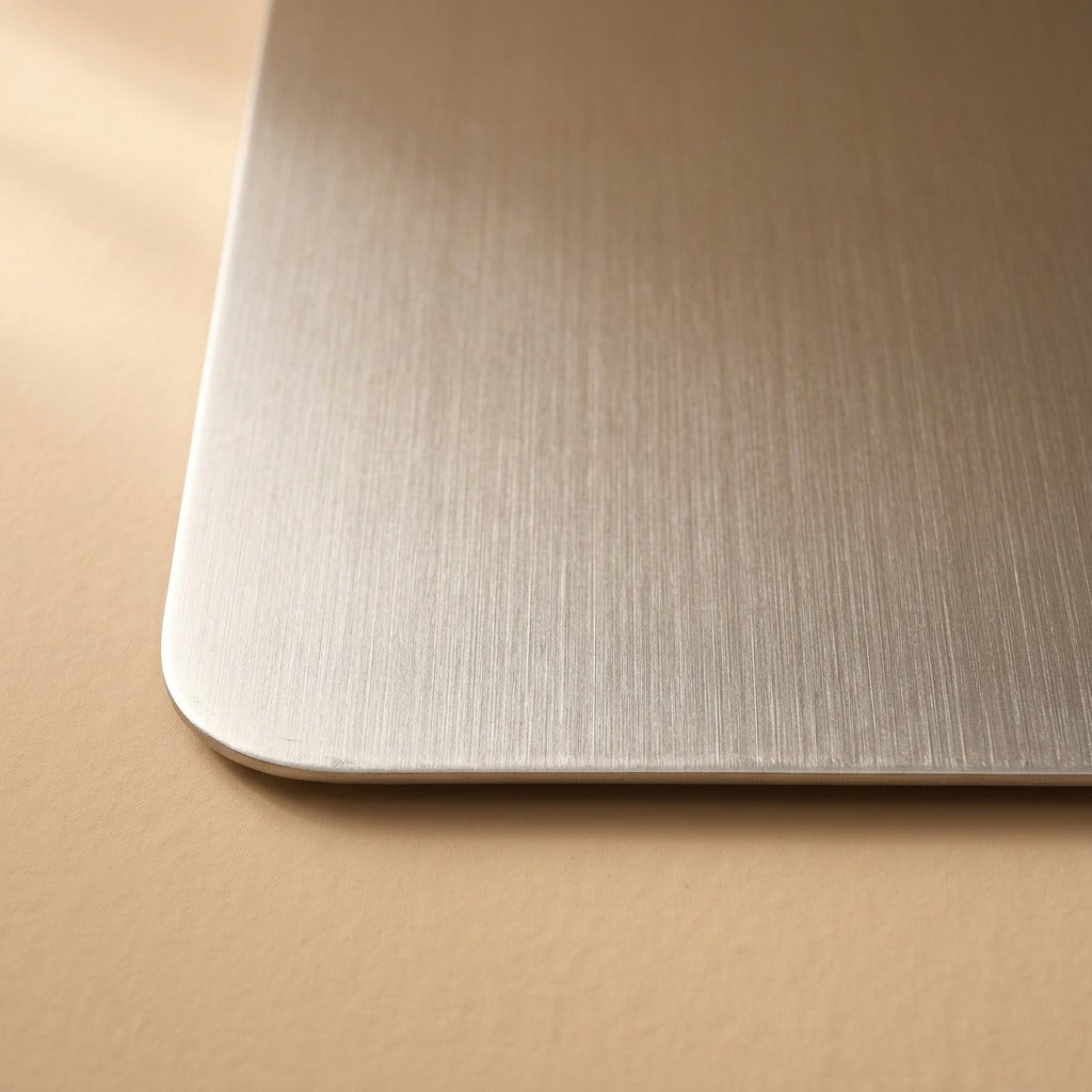 Fruitboard™ Stainless Steel Fruit Cutting Board, material and detail close-up
