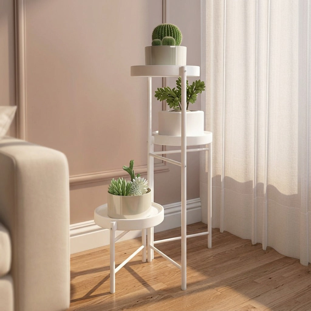 Plantridge™ Metal Potted Plant Stand, styled close view