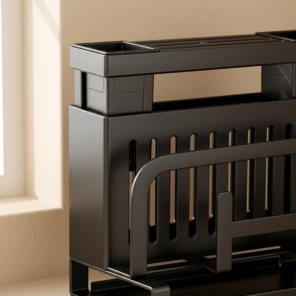 Bladehaven™ Carbon Steel Kitchen Knife Holder Rack, material and detail close-up