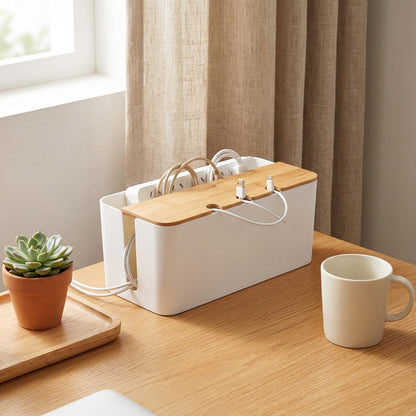 Cordcaddy™ PP Data Cable Storage Box in a calm home setting