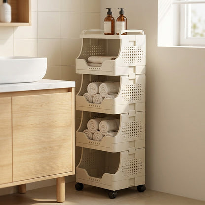 Foldcart™ Foldable Plastic Storage Trolley, styled close view