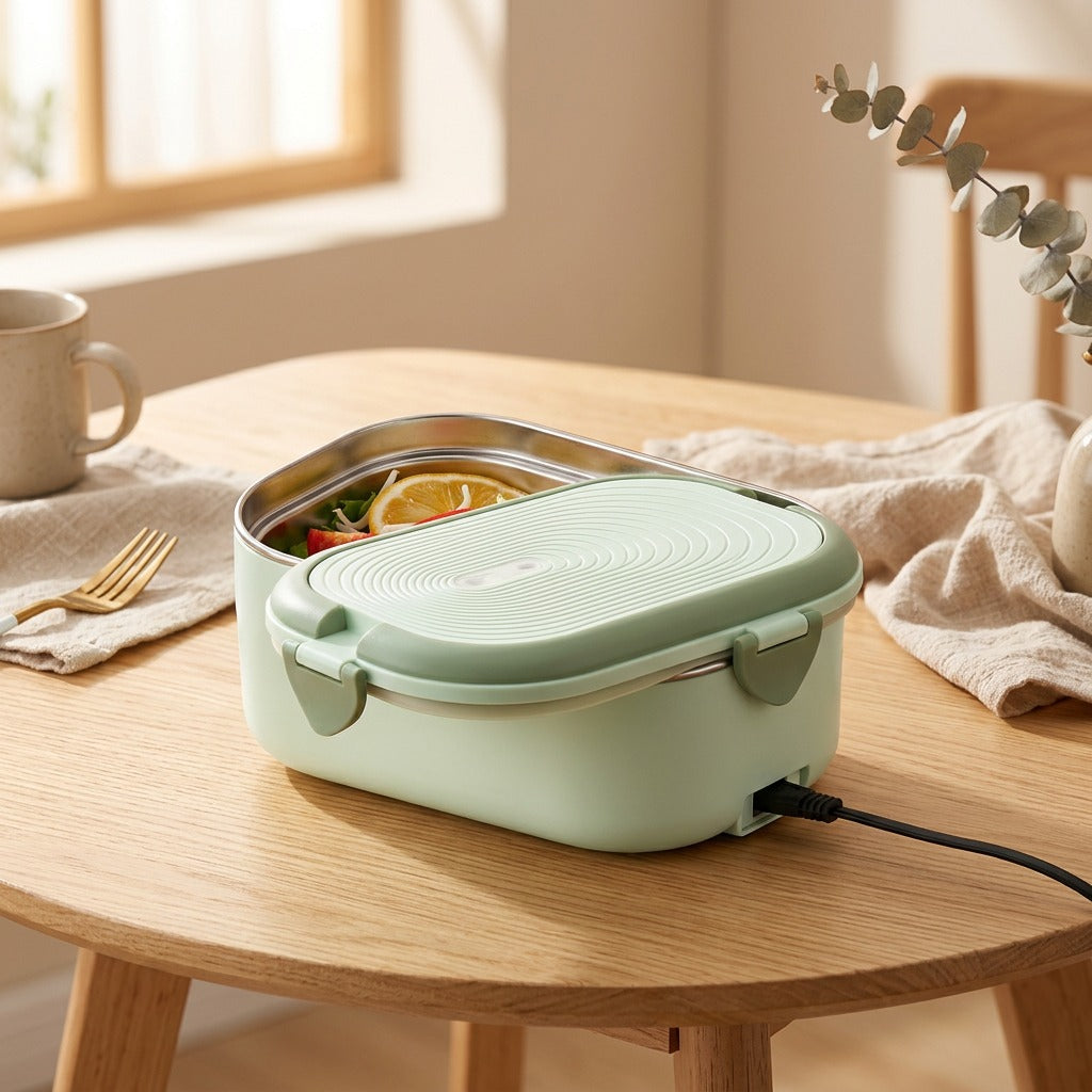 Mealheat™ Stainless Steel Electric Lunch Box, styled close view