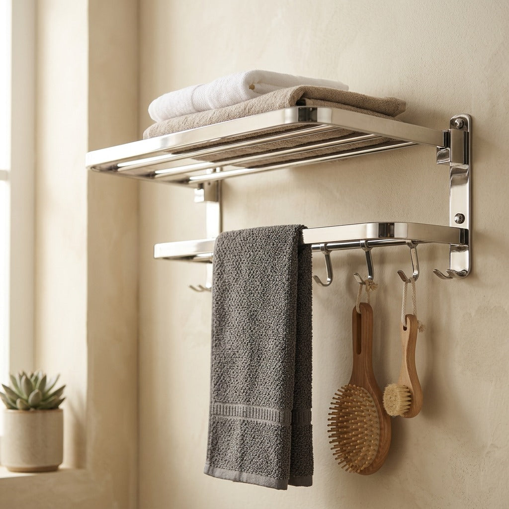 Towelperch™ 304 Stainless Steel Towel Rack, styled close view