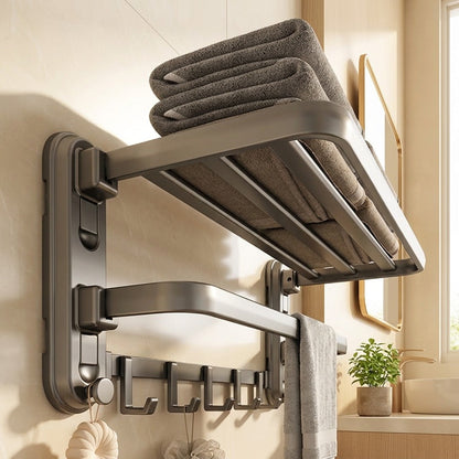 Gripdry™ Gunmetal Suction Cup Towel Rack in a calm home setting